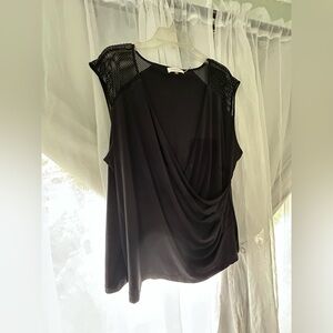 Calvin Klein Black Mesh Accent Blouse